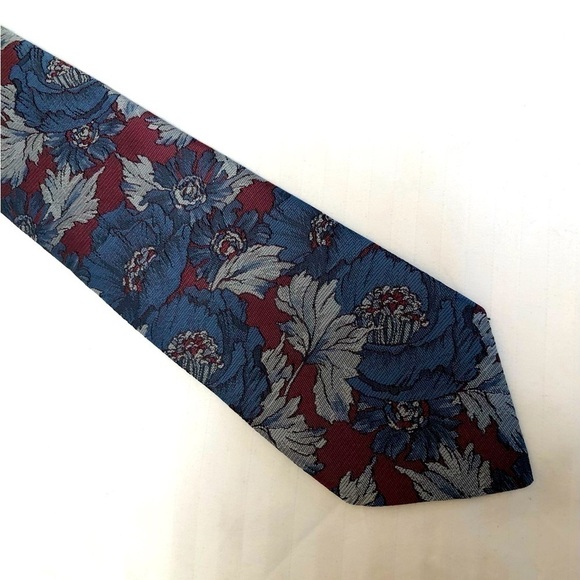 Vintage Camden Court Floral Red Blue White Tie Mens Necktie - Picture 2 of 16